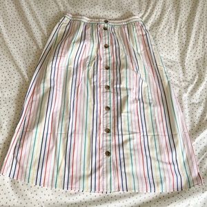 J Crew button poplin midi skirt